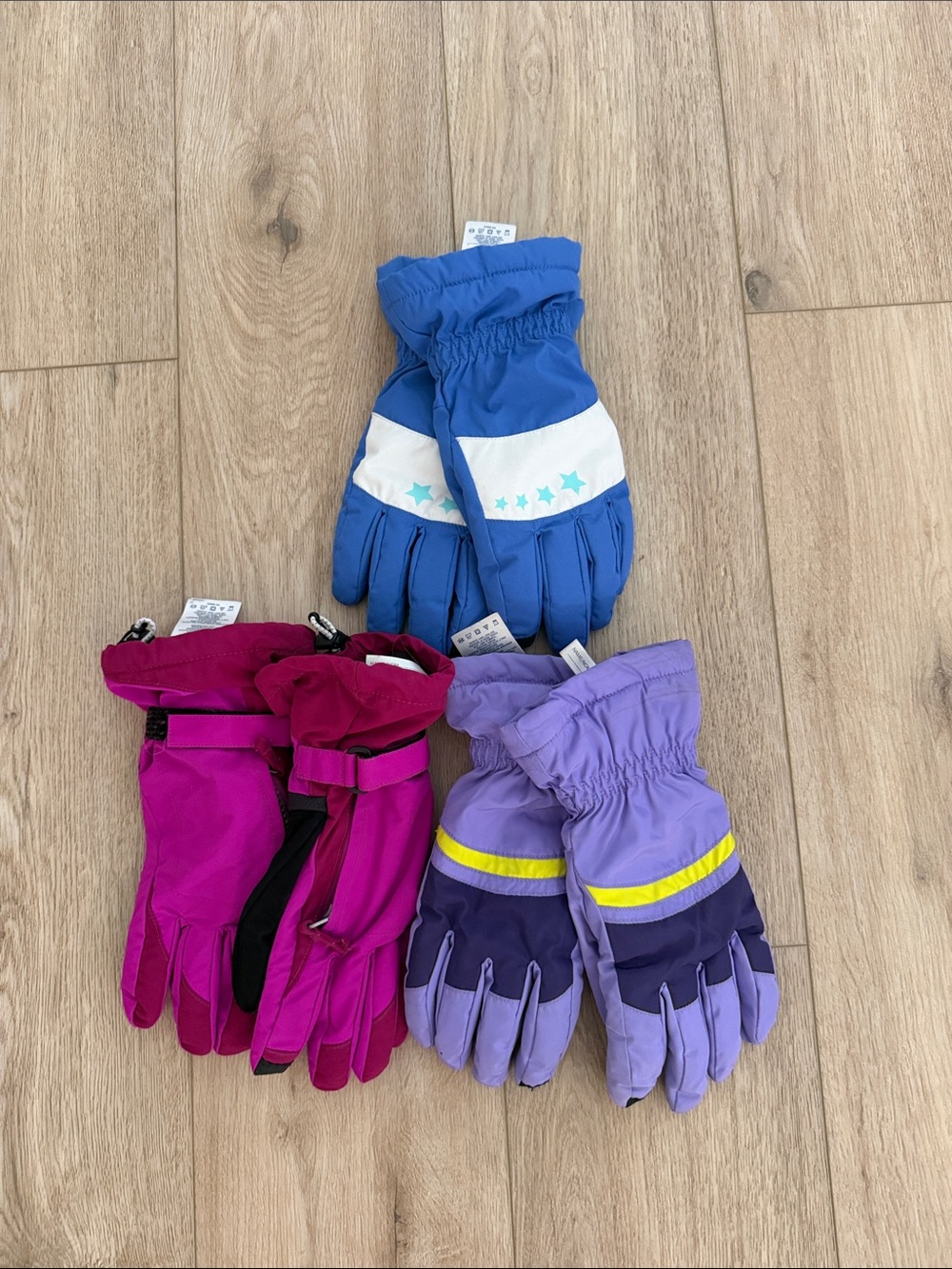 Lands' End Kids Winter Gloves Trio - Blue, Magenta, Lavender